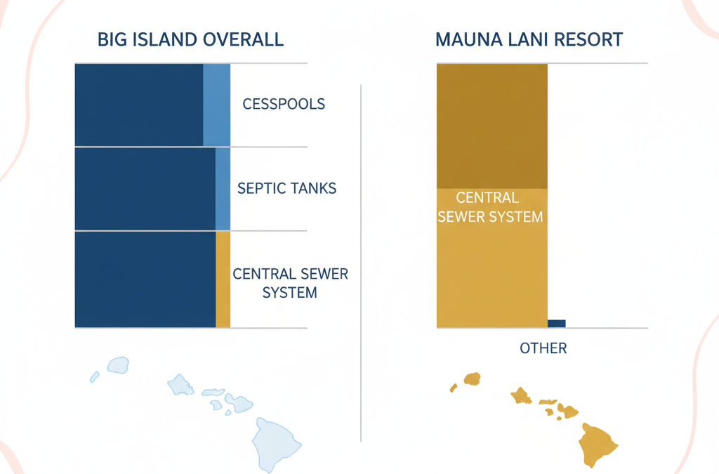 What kind of sewer system does my Mauna Lani vacation rental have?